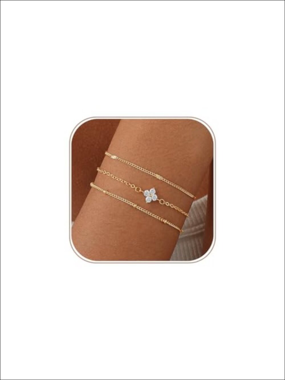 14K Gold Plated Waterproof Link Bracelets Set for Women